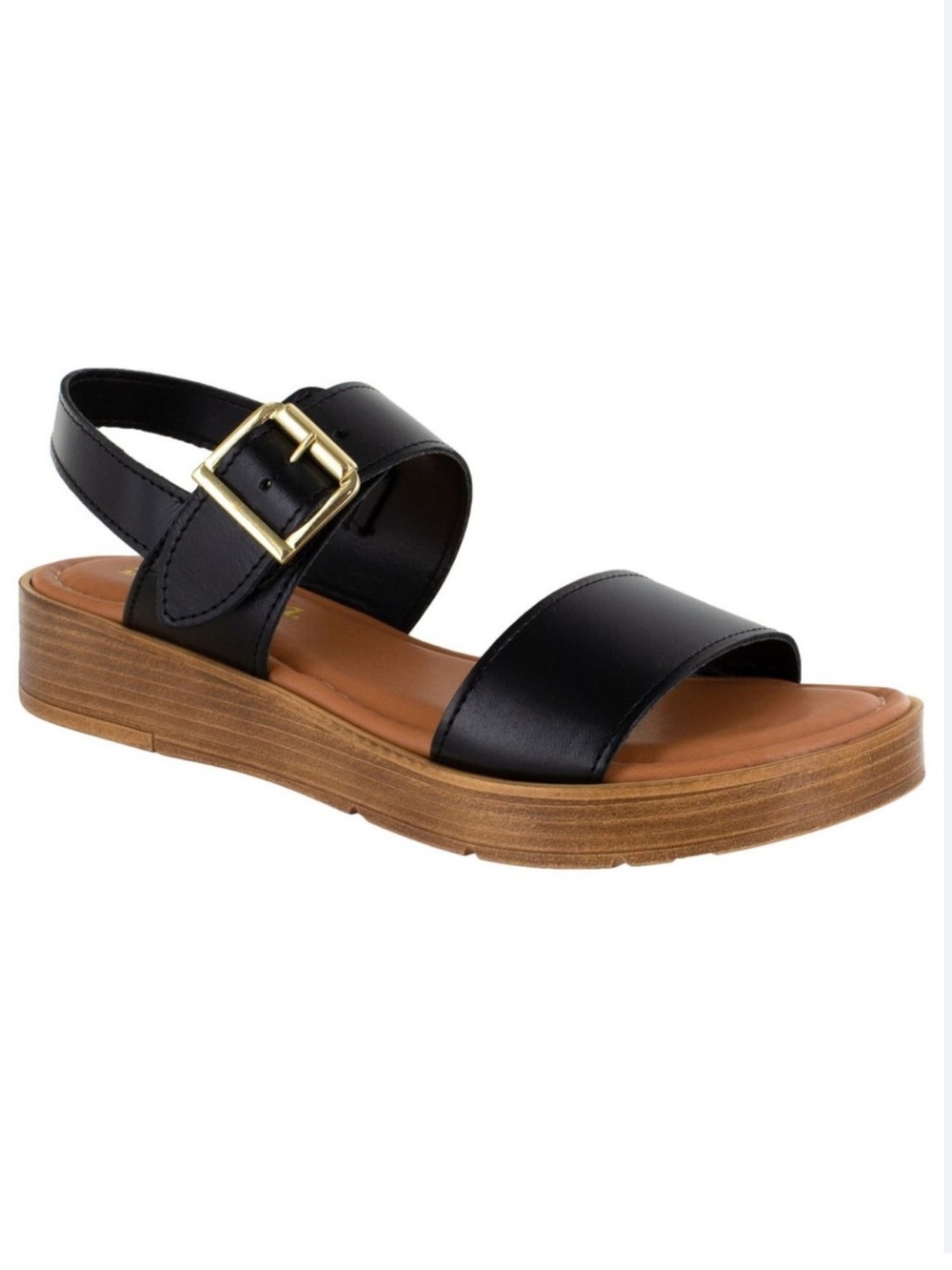 Bella Vita Tay Italy‎ Women's Black  Slingback Sandal with Gold Buckle